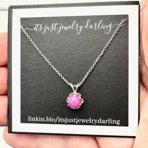 Vintage 14K Gold Womens Necklace Pink Star Sapphire Pendant 17" Unique Rare